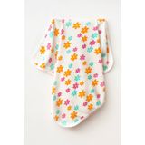 yukobaby bebeğiniz için en doğalı Çiçekli Beyaz Naturel Pamuklu 80x90 cm Tek Kat Bebek Battaniye