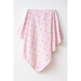 yukobaby bebeğiniz için en doğalı Fiyonklu Pembe Naturel Pamuklu 80x90 cm Tek Kat Bebek Battaniye yk4424
