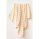 yukobaby bebeğiniz için en doğalı KREM Kırmızı Kalpli Naturel Pamuklu 80x90 cm Tek Kat Bebek Battaniye