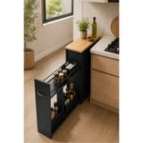 Yukon Çok Amaçlı Sürgülü Organizer Dolap, Banyo ve Mutfak için, 20x60x70 cm, Siyah Çam