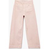 Yüksek Bel Cep Detaylı Düğmeli Kısa Geniş Paça Pantolon - Culotte Jeans - Pembe - Regular - 42