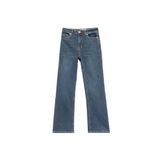Yüksek Bel Dar Kalıp Düğmeli Cepli İspanyol Paça Crop Jean Pantolon - Flare Jeans