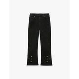 Yüksek Bel Dar Kesim Pamuklu Cepli Düğmeli Kısa İspanyol Paça Denim Pantolon - Kick Flare Jeans