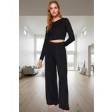 Yüksek Bel Geniş Paça Pijama Takımı Rahat Viskoz Kumaş Ev Konforu Kaliteli İşçilik