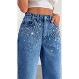 Yüksek Bel Kısa Denim Kot Pantolon, Cep Taşlı Tasarım | Kadın ve Kız için, Geniş Beden Skalası, Türkiye Üretimi, Günlük Kullanım, Yüksek Bel Kesimi