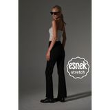 Yüksek Bel Kot, Ispanyol Paça Esnek Denim Kumaş Kadın Fit And Flare Jean Pantolon @flares - Siyah - 36