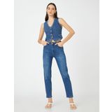 Yüksek bel Kot Pantolon Hafif Dar Kesim - Mom Slim Jean