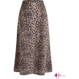 Yüksek Bel Leopar Desenli Akıcı Etek - Çok Renkli - 36