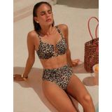 Yüksek Bel Leopar Desenli Halka Detaylı Bikini Takım 2245