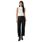 Yüksek Bel Pamuklu Metal Aksesuarlı Nervürlü Kısa Jean Pantolon - Culotte Jeans