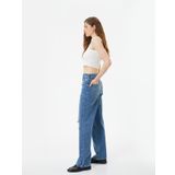 Yüksek Bel Straight Jean Kot Pantolon Yırtık Düz Paça - Eve Jeans
