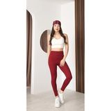 Yüksek bel toparlayıcı kadın dalgıç scuba spor tayt (kahverengi/kırmızı/siyah/lacivert/antrasit, S/M/L/XL/XXL) (Bordo, S)
