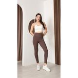 Yüksek bel toparlayıcı kadın dalgıç scuba spor tayt (kahverengi/kırmızı/siyah/lacivert/antrasit, S/M/L/XL/XXL) (Kahverengi, S)