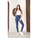 Yüksek bel toparlayıcı kadın dalgıç scuba spor tayt (kahverengi/kırmızı/siyah/lacivert/antrasit, S/M/L/XL/XXL) (Mavi, S)