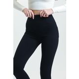 Yüksek Bel Toparlayıcı Skinny Siyah Kadın Cep Dikişli Çelik Örme Tayt Pantolon @Granada