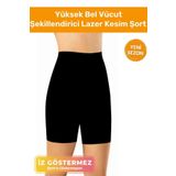 Yüksek Bel Vücut Şekillendirici Push Up Özellikli İnceltici Etkili Lazer Kesim Dikişsiz Siyah Korse