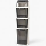 Yüksek Çekmeceli Tekerlekli Dolap - İnce Tasarımlı Organizer - 3 Çekmeceli 4 Bölmeli Depolama Dolabı - XL Slim - Mutfak Dolabı - Banyo Dolabı - Pro Slim Model - 49,5 x 36 x 61 cm (XL Slim)