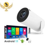 Yüksek Çözünürlükli Taşınabilir Android Projeksiyon Cihazı, Bluetooth ve Wi-Fi ile Ev Sineması - Ahşap Bej - Siyah
