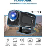 Yüksek Çözünürlüklü Taşınabilir Ev Sineması Projeksiyonu, Android 11, Wifi ve Bluetooth - Ahşap