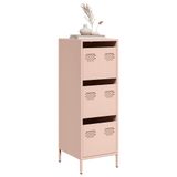 Yüksek dolap, pembe, 39 x 35 x 103,5 cm, çekmeceli çelik depolama, sağlam soğuk haddelenmiş çelik yapı, ev ofisi, kütüphane ve vitrin için geniş depolama alanı