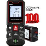Yüksek Hassasiyet 100 Metre Lazer Metre Ölçer LCD Dijital Ekran Su Terazili Lazermetre
