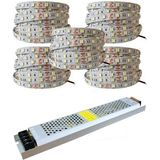 Yüksek Işık 25 Metre 3 Cipli Beyaz Şerit LED ve 33 Amper Trafo ile Aydınlatma - Ahşap - Beyaz