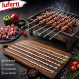Yüksek Isıya Dayanıklı Burgulu Kuşbaşı Şişi Metal Kalın Kare Mangal Ateş Et Tavuk Sucuk 50 Cm