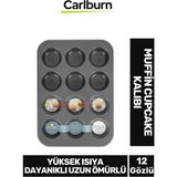 Yüksek Isıya Dayanıklı Uzun Ömürlü Yapışmaz Yıkanabilir 12 Gözlü Muffin Cupcake Kalıbı