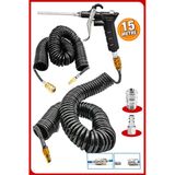 Yüksek Kalite Kompresör Spiral Hava Hortumu 8 Mm 15 Mt Hava Jakı Hava Tabancası Recor Seti