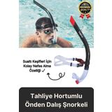 Yüksek Kalite Silikon Siyah Tahliye Hortumlu Deniz Havuz Önden Su Altı Eğitim Dalış Şnorkeli-1 Adet
