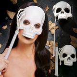 YÜKSEK KALİTE TUTMALI BEYAZ KURU KAFA MASKESİ 44X17 CM CADILAR BAYRAMI KORKU MASKESİ HALLOWEEN MASK