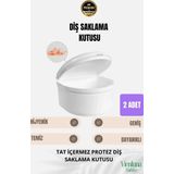 Yüksek Kalite Uzun Ömürlü Plastik Hijyenik Tat İçermez Protez Diş Saklama Kutusu Geniş Boy 2 Adet