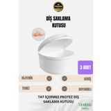 Yüksek Kalite Uzun Ömürlü Plastik Hijyenik Tat İçermez Protez Diş Saklama Kutusu Geniş Boy 3 Adet