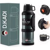 Yüksek Kaliteli 2l Termos Çay Seyahat Tenceresi Vakum Yalitimli Gift Duvar Paslanmaz Gelik Sige Termos Flask - Siyah