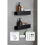 Yüksek Kaliteli Paslanmaz Banyo Düzenleyici Şampuanlık Duş Rafı - 2'li Set - Siyah