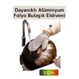 Yüksek Kaliteli Sıcak Su Isıya Dayanıklı Esnek Yağ Kir Temizleyici Alüminyum Bulaşık Eldiveni 2 Çift