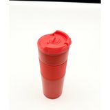 Yüksek Kaliteli Sıcak ve Soğuk French Press Çelik Termos Kupa Bardak Mug 500 ML Kahve ve Bitki Çayı - Kırmızı