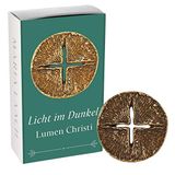 Yüksek kaliteli stres taşı haç – Geçmeli – Mavi hediye kutusu, Çap 4,3 cm, Handkreuz bronz