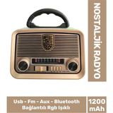 Yüksek Sesli Fiş Priz Şarjlı & Pilli Fm Bluetooth Usb Mp3 Aux TF Sd Dekoratif Nostaljik Radyo