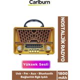 Yüksek Sesli Retro Nostalji Bluetooth ve USB Sd Kart Radyo Mp3 Müzik Kutusu - Ahşap - Ceviz