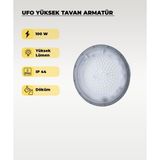 Yüksek Tavan Ufo Armatür 100W - 6500K Beyaz Işık - 6500K - Beyaz