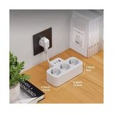 Yüksek Voltaj Korumalı Priz, Duvar Tipi Kısa Kablolu Priz Çoğaltıcı, 3x Soket, 2x Type-C, 1x Usb, 16A, 3680W, 1050 Joule, Çocuk Korumalı, Dayanıklı Yapı (Beyaz)