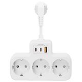 Yüksek Voltaj Korumalı Priz, Duvar Tipi Kısa Kablolu Priz Çoğaltıcı, 3X Soket, 2X Type-C, 1X Usb, 16A, 3680W, 1050 Joule, Çocuk Korumalı, Is�