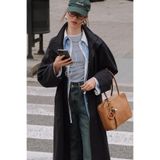 YÜKSEK YAKA OVERSIZE TRENÇKOT YEŞİL