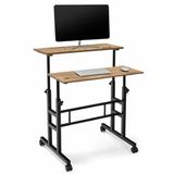 Yükseklik Ayarlı Bilgisayar/laptop Ve Çalışma Masası - Çam 80x60 (TEKERLİ) Oval Kenar