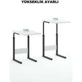 Yükseklik Ayarlı Hasta Yemek Masası Laptop Yatak Sehpası Koltuk Masası - Siyah - Beyaz - 1
