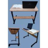 Yükseklik Ayarlı Tekerlekli Laptop Sehpası, Oval Kenar Tasarım, 80 Cm