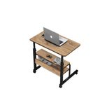 Yükseklik Ayarlı Ve Çift Raflı Laptop Sehpası, Çam, 70X40