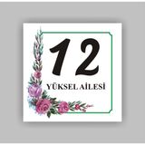 Yüksel 34 Kapı Numarası , Çiçek Desenli , 10X10CM Kişileştirilebilir Ürün - model4 - 10 x 10 cm