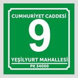 Yüksel 34 Kapı Numarası Daire Numarası 10 x 10 cm - Yeşil